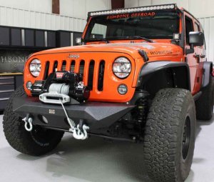 Jeep Wrangler Unlimited JKU Front Bumper - Fishbone Offroad - Manowar - Black Textured Powdercoat - `07-`18